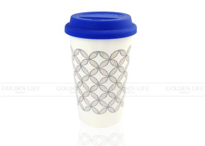 China Take Away Custom Coffee Mugs 11 Ounce With Drip Proof Silicone Lid for sale