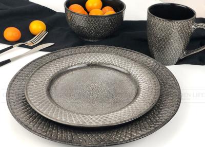 China Reactive Embossed Glaze Ceramic Dinnerware Sets Unique Dinnerware Sets for sale