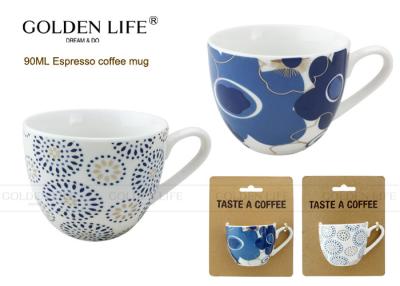 China Série fantástica do café personalizado da porcelana das canecas de café com teste padrão de flores azul agradável à venda