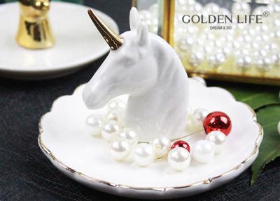 China Creative Unicorn Ceramic Jewelry Tray Bedroom Bedside Trinkets Decoration Dish for Holding Small Jewelries, Rings, Neck for sale