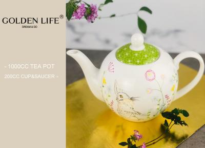 Κίνα Teapot, κεραμικό Floral Teapot 35oz ύφος κήπων δοχείων καφέ δοχείων νερού για το δώρο τέχνης, πράσινο προς πώληση