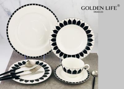 China grupo da louça da cozinha 20-Piece, placas, pratos, bacias, serviço para 4, elegância moderna à venda