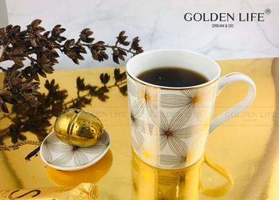 China New Bone China AB Grade Gold Theme 380CC Ceramic Coffee Mugs for sale