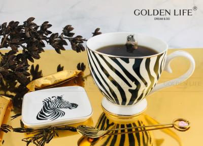 중국 New Bone China Type Animal Zebra Design With 9.5cm Square Dish Footed Custom Coffee Mug 판매용