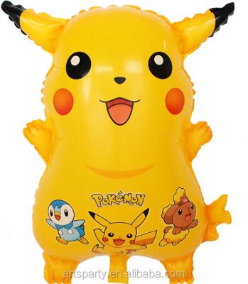 China Toy Wholesale Promotional Pokemon Go Cartoon Balloon For Birthday Party Decoration Pikachu Shape Helium Foil Balloon for sale