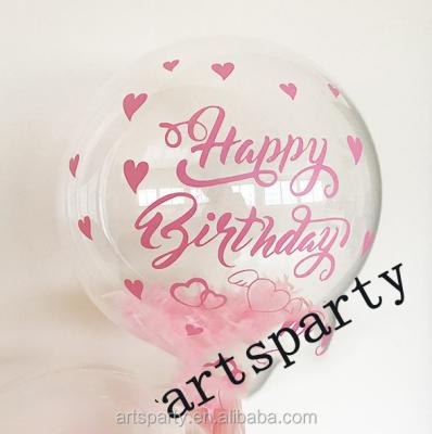 China Gift Toy Wholesale Bobo Clear Space Balloon With Happy Birthday Stickers For Birthday Party Decoration for sale