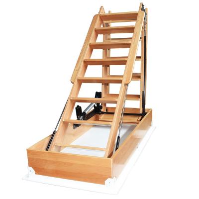 China Hotel white color remote control electric wooden loft telescopic ladder for sale