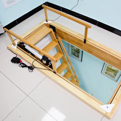 China Retractable Villa Attic Ladder Staircase Wooden Folding For Loft for sale