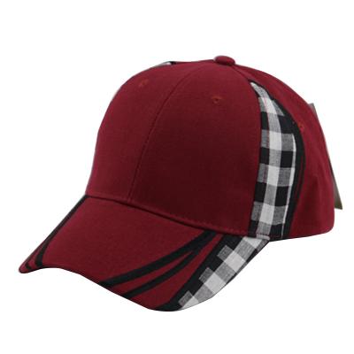 China JOINT Hot Sales Custom Design Outdoor Wine Red Embroidered Curved Brim Plaid Cotton Baseball Caps for sale