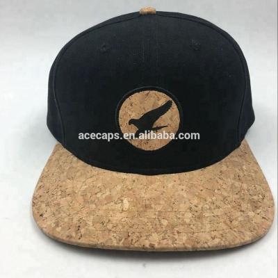 China COMMON Customize Flat Cork Bill Wooden Snapback Hats Printing Eagle Patch Hip Hop Hats for sale