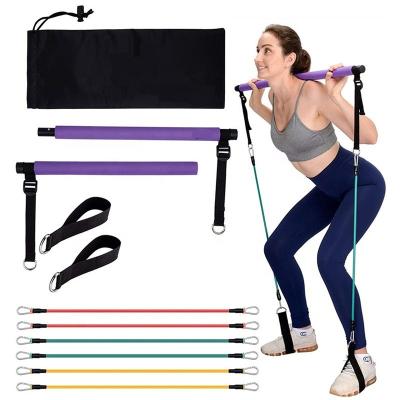 China 2021 New Home Workout Equipment Multifunctional Adjustable Pilates Bar Kits With Resistance Bands for sale