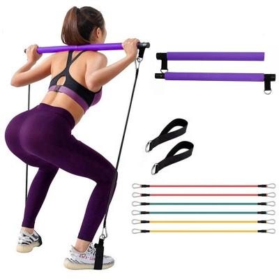 China Multifunctional Hot Selling Multifunction Bar Kit With Resistance Bands Fitness Yoga Exercise Stick Pilates Bar for sale