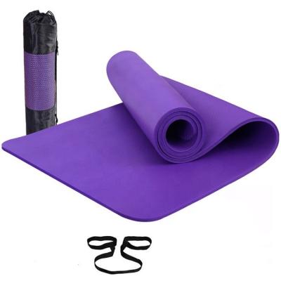 China Large Size High Density 185cm*80cm*10mm Non Slip NBR Fitness Yoga Exercise Mat With Carrying Strap And Bag for sale