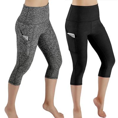 China Breathable Sports High Waist Quick-drying Running Fitness Capri Cropped Yoga Pants With Pockets for sale