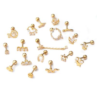 China CLASSIC Factory Directly Sell Stainless Steel Ear Bone Screw Single Ball Stud Piercing Earrings for sale