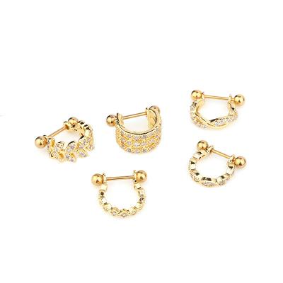 China CLASSIC Trend Stainless Steel Jewelry Zircon Ear Clip Bone Stud Cartilage U-Shaped Piercing Earrings Women's Jewelry for sale