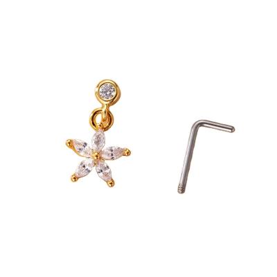 China New Brand Customized CLASSIC Micro Zircon Pendant Inlaid Nose Studs Stainless Steel Nose Ornament Body Piercing Jewelry for sale