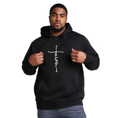 China Wholesale Plus Size Fashion Faith Letter Print Cross Plus Size Men's Oversized Hoodies for sale