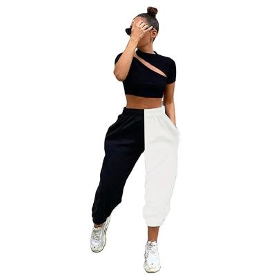 China QUICK DRY high waist patchwork sporty harem pants autumn winter women loose casual women pants sporty tracksuit for sale