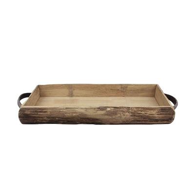 China Oval Wooden Serving Tray Eco-Freindly Promotional Gift With Bark / Wooden Tray for sale