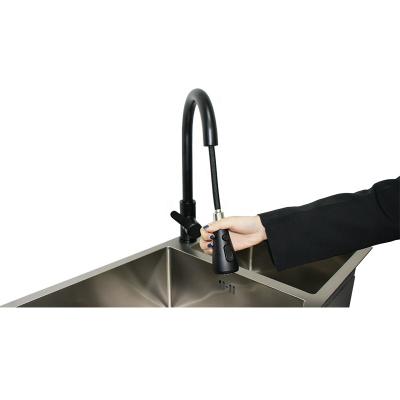 China Pull Out Spray Black 304 Stainless Steel Kitchen Faucet Pull Out Water-Tap Filed Single Handle For Kitchen Sinks for sale