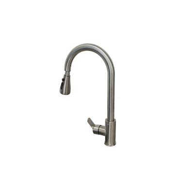 China Pull Out Spray Kichen Sinks Faucets Stainless Steel Water-tap Sliver Basin Mixer Tap With Bubble Mode High Quality for sale