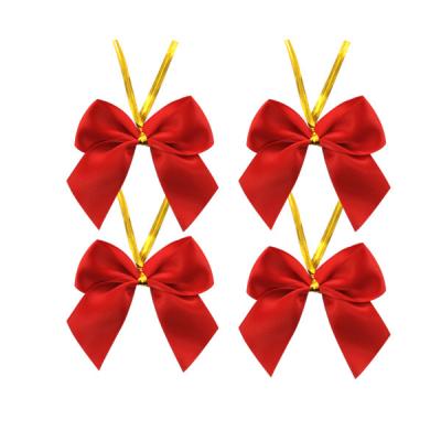 China Wholesale Floral Christmas Red Satin Ribbon Hangers With Wire Twist Tie For Decoration for sale