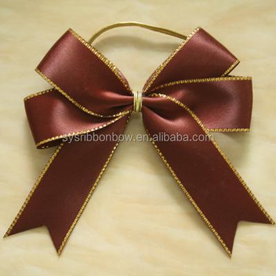 China Wholesale and custom pre-tied contracted ribbon bow with elastic loop for sale