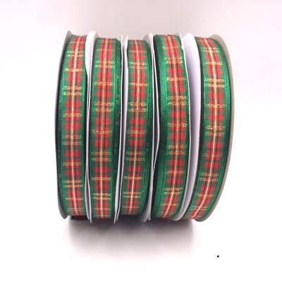 China Metallic Red and Green Christmas Tartan Ribbon for sale