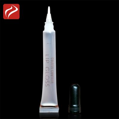 China Custom Cosmetic Packaging 16mm Diameter Lip Gloss Transparent Soft Plastic Tube With Brush for sale