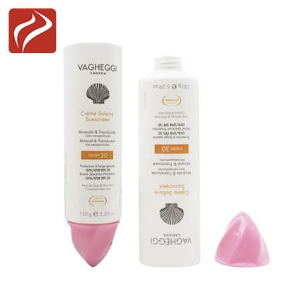 China D45mm 150g Cosmetic Wholesale White PE Plastic Tube With Shape Cap Sunscreen Cream Cream Tube for sale