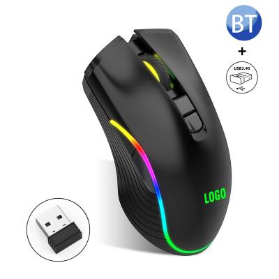 China Can Be Silent Ergonomic 7D Wireless Mouse PC 2.4G Rechargeable Optical Wireless Mouse 600mAh With USB Receiver + BT5 For Computer Desk for sale