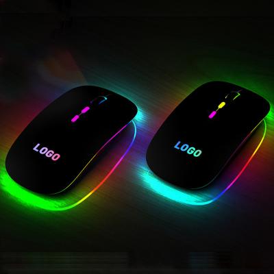 China Can Be Li Battery 2.4GHz+BT5.1 Silent Rechargeable Mouse LED Logo Wireless Gamer for sale