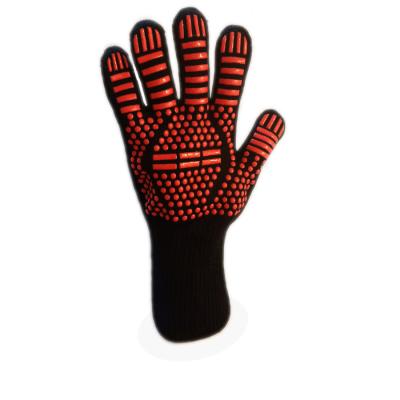 China New Design Black Anti-heat Extreme Heat Resistant BBQ Grilling Gloves Printed Silicone Oven Gloves For Cooking for sale