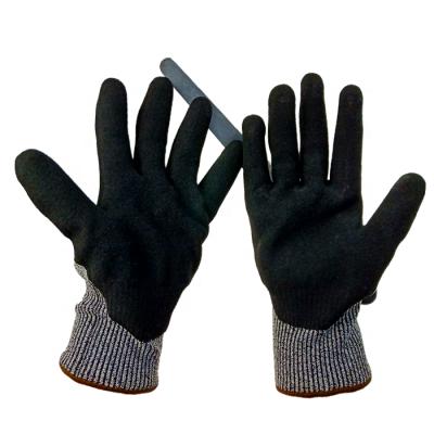 China Safety Gloves Cut-Resistant Gloves Wear Proof Sandy Rubber Coated Work Gloves Cut Resistant Shell Protection Level 5 Gloves for sale