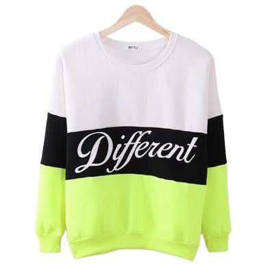 China Polyester Women Long Sleeve Color Matching Hoodie Oversized Viable Stripe Material Around Neck Letter Printed Sweatshirt for sale