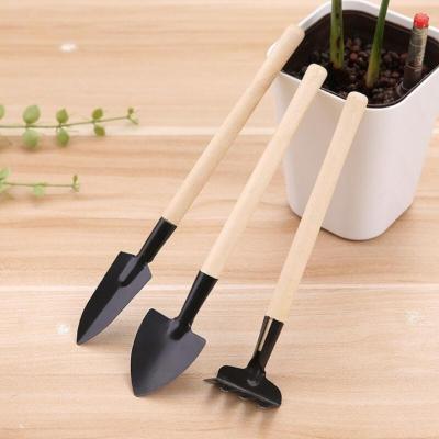 China 2021 Modern 3pcs/set Mini Garden Tools Set With Wooden Handle for sale