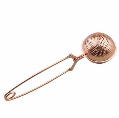 China Sustainable Tea Strainer Rose Gold Tea Infuser Ball SS304 Stainless Steel Movable Leaf Tea Filter SS Hot Selling for sale