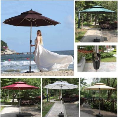 China Modern Outdoor Patio Garden Aluminum Umbrella With Shaking Sun Umberellas Tables And Chairs Withs Support Poles Rainproof Beach for sale