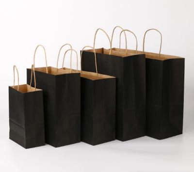 China Recyclable Black Paper Shopping Bags Customizable Flat Color Shopping Bags #202101 for sale