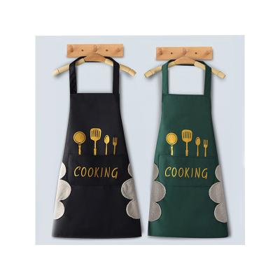 China Cleaning Fashion  Cotton Linen Kitchen Server Apron Bib Cooking Embroidery Chef Apron Kitchen Apron for sale