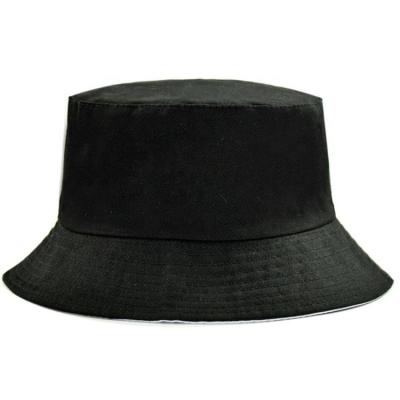 China Custom Logo Double Sides Fishing Bucket Sun Protection Wholesale Black Casual White Simple Bucket Hat Reversible Custom Hat for sale