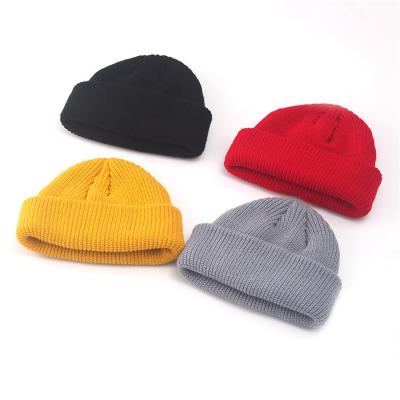 China Hot Selling Hip Hop Solid Mens Fisherman's Beanie Winter Acrylic Knit Plain Skull Hat JOINT for sale