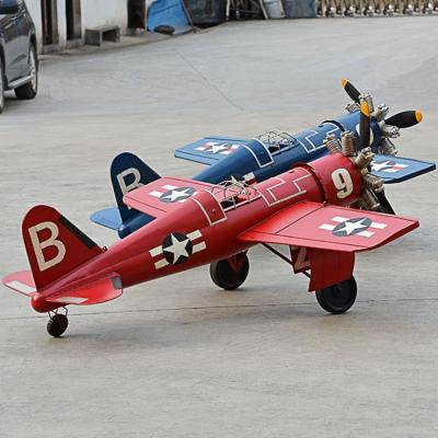 China Wholesale Europe Factory Metal Airplane Sculpture Custom Vintage Airplane Model For Bar Hanging Decoration for sale