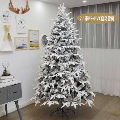 China Christamas Decoration Assembled Homemade Mixed PE+PVC Artificial White Christmas Tree For Outdoor Decoration for sale