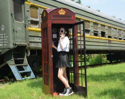 China Retro Style Iron Telephone Booth Decoration Mall Shooting Props Bar British Home Decor Bookcase Invisible Door For Reading for sale