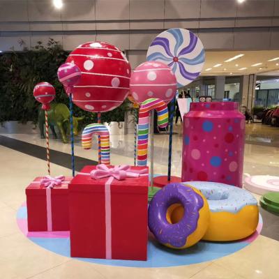 China China Candyland Theme Park Props Life Size Fiberglass Resin Candy Donuts Sculpture Model For Sale for sale