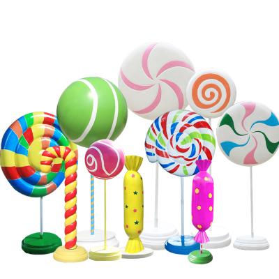 China Europe Candyland backdrop fiberglass statue lollipop prop candyland props for kids for sale