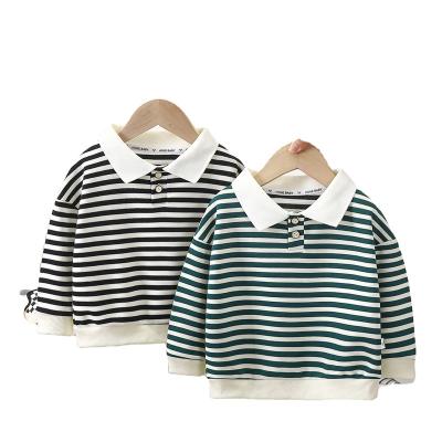 China Breathable Children's long-sleeved striped POLO shirt Autumn/winter boys/girls shirt in children's lapel base shirt baby T-shirt for sale