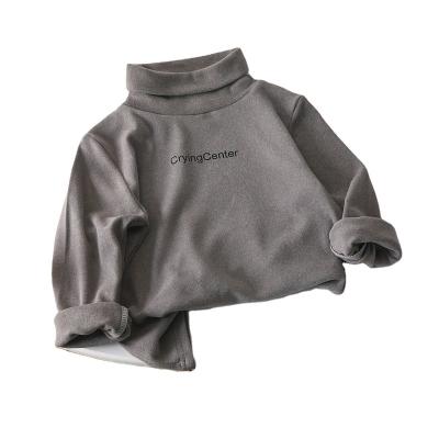 China Breathable Children's turtleneck cashmere hoodie boys and girls autumn and winter thick thermal underwear baby top baby base shirt for sale